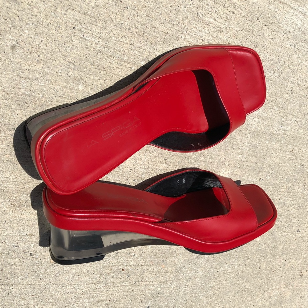 💋Via spiga cherry 🍒 clear heel sandals 🍒💋